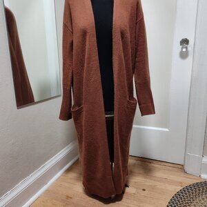 Long Duster Cashmere blend Cardigan in Rust Sequoia